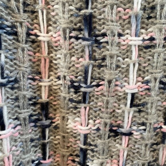 Pink Lily Gray Tweed Style  Sweater w Multicolor Detailing Size Medium - Picture 5 of 10